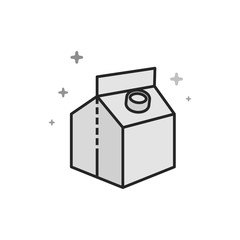 Milk packaging icon in flat outlined grayscale style. Vector illustration.