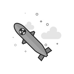 Fototapeta premium Missile icon in flat outlined grayscale style. Vector illustration.