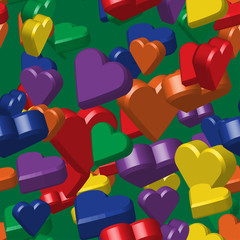 Rainbow Colors Hearts Seamless Pattern