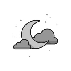 Weather overcast cloudy icon in flat outlined grayscale style. Vector illustration.