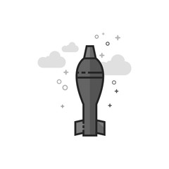 Mortar missile icon in flat outlined grayscale style. Vector illustration.