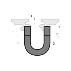 Magnet icon in flat outlined grayscale style. Vector illustration.