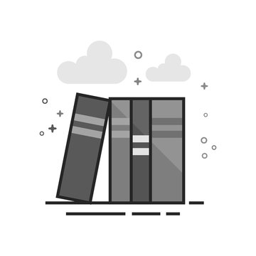 Books icon in flat outlined grayscale style. Vector illustration.