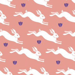 Seamless rabbit pattern to Easter holiday.Vector illustration