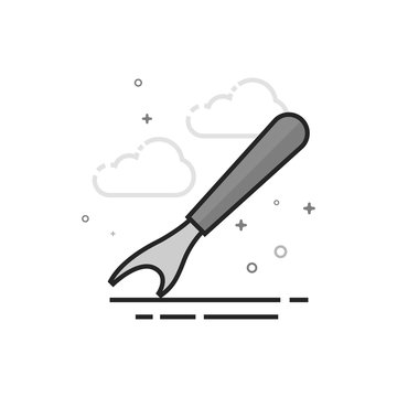 recommend clip art: Seam ripper icon in flat outlined grayscale style. Vector illustration.