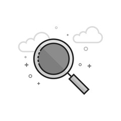 Magnifier icon in flat outlined grayscale style. Vector illustration.