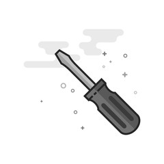 Screwdriver icon in flat outlined grayscale style. Vector illustration.