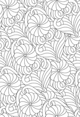 Black and white pattern for coloring.Hand- drawing abstract doodles. Art therapy coloring page. Vector illustration.