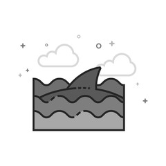Shark icon in flat outlined grayscale style. Vector illustration.