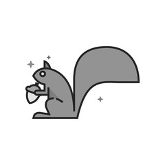 Squirrel icon in flat outlined grayscale style. Vector illustration.