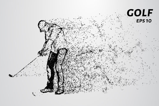 Golf of particles. The golfer strikes the ball