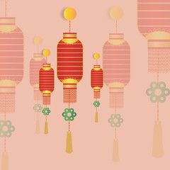 Chinese lantern on pink vintage background