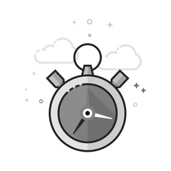 Stopwatch icon in flat outlined grayscale style. Vector illustration.