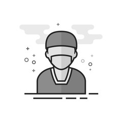 Surgeon icon in flat outlined grayscale style. Vector illustration.