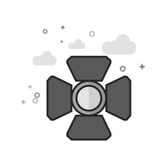Studio lighting icon in flat outlined grayscale style. Vector illustration.