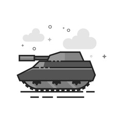 Tank icon in flat outlined grayscale style. Vector illustration.