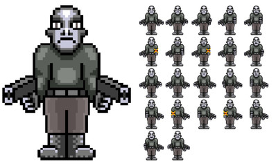 Bad Guy - Gunner Gill Retro Pixel Art Sprite Sheet