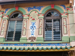 Verzierte Hausfassade Malakka Altstadt in Malaysia
