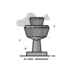 Airport tower icon in flat outlined grayscale style. Vector illustration.