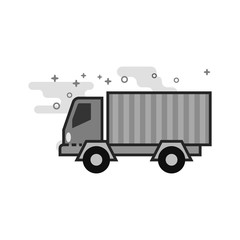 Truck icon in flat outlined grayscale style. Vector illustration.