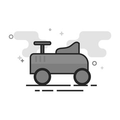 Toy car icon in flat outlined grayscale style. Vector illustration.