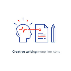 Storytwlling and creative writing, neuroscience and psychology concept logo, science research