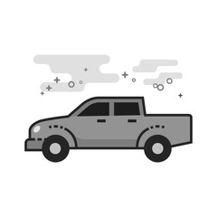 Truck icon in flat outlined grayscale style. Vector illustration.