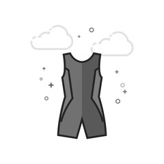 Triathlon suit icon in flat outlined grayscale style. Vector illustration.