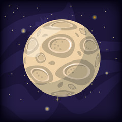 Planet fantastic on a space background, cartoon style, isolated, vector, illustration