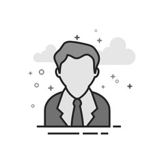 Fototapeta na wymiar User avatar icon in flat outlined grayscale style. Vector illustration.