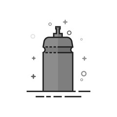 Fototapeta na wymiar Cycling water bottle icon in flat outlined grayscale style. Vector illustration.