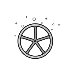 Obraz premium Bicycle wheel icon in flat outlined grayscale style. Vector illustration.
