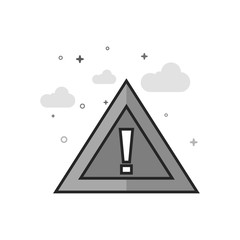 Warning sign icon in flat outlined grayscale style. Vector illustration.