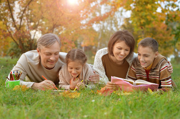 Fototapeta premium parents and children doing homework