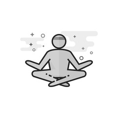 Meditation icon in flat outlined grayscale style. Vector illustration.
