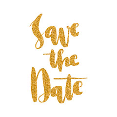 Lettering words in gold glitter. Just in time.