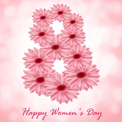 Greeting card with flowers on the day of March 8
