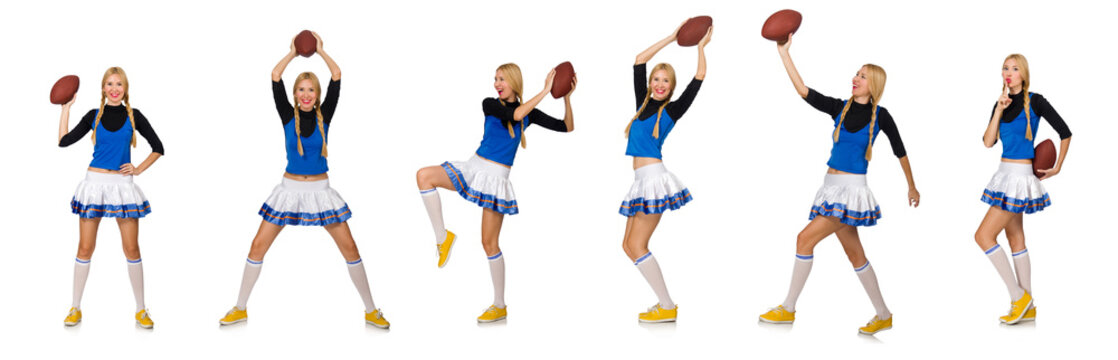 Woman cheerleader isolated on the white - Powered by Adobe