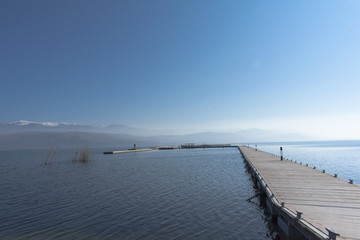 Naklejka premium Lake Vegoritida in Arnissa and Agios Panteleimon in Macedonia in Greece