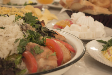 design food meat and rice