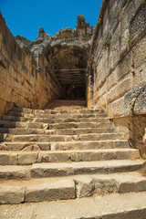 Fototapeta premium Photo of ancient theatre in Myra ancient city of Antalya in Turkey.