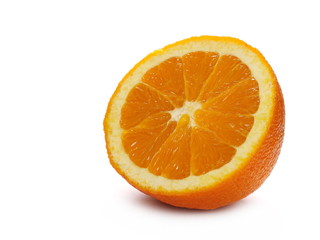 Half of orange fruit isolated on white