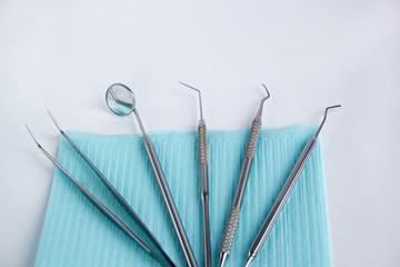 Group of tools and accessories for the dentist.