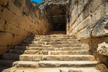 Fototapeta premium Photo of ancient theatre in Myra ancient city of Antalya in Turkey.