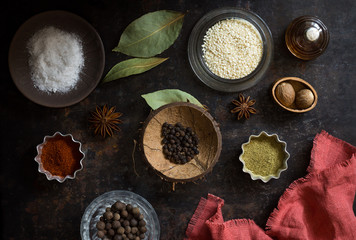 Dry food spices and salt