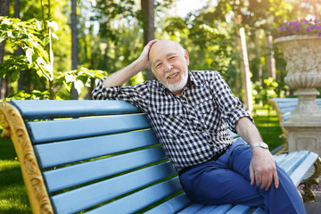 Relaxed senior man outdoors