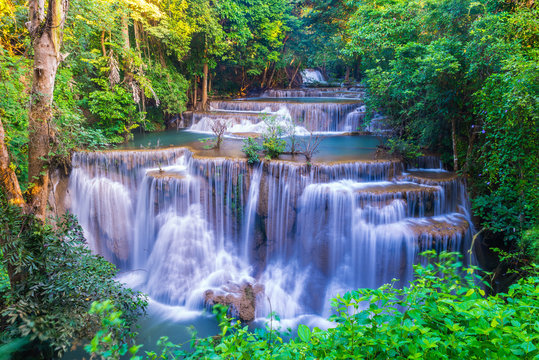 Fototapeta Huai Mae Khamin Waterfall at Kanchanaburi, Thailand