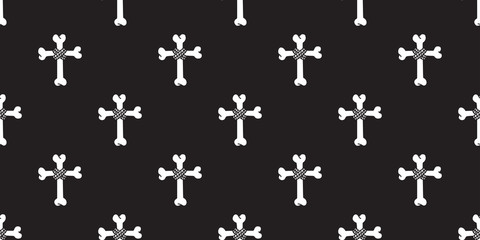 Halloween seamless pattern Christ cross vector cross bone isolated background wallpaper