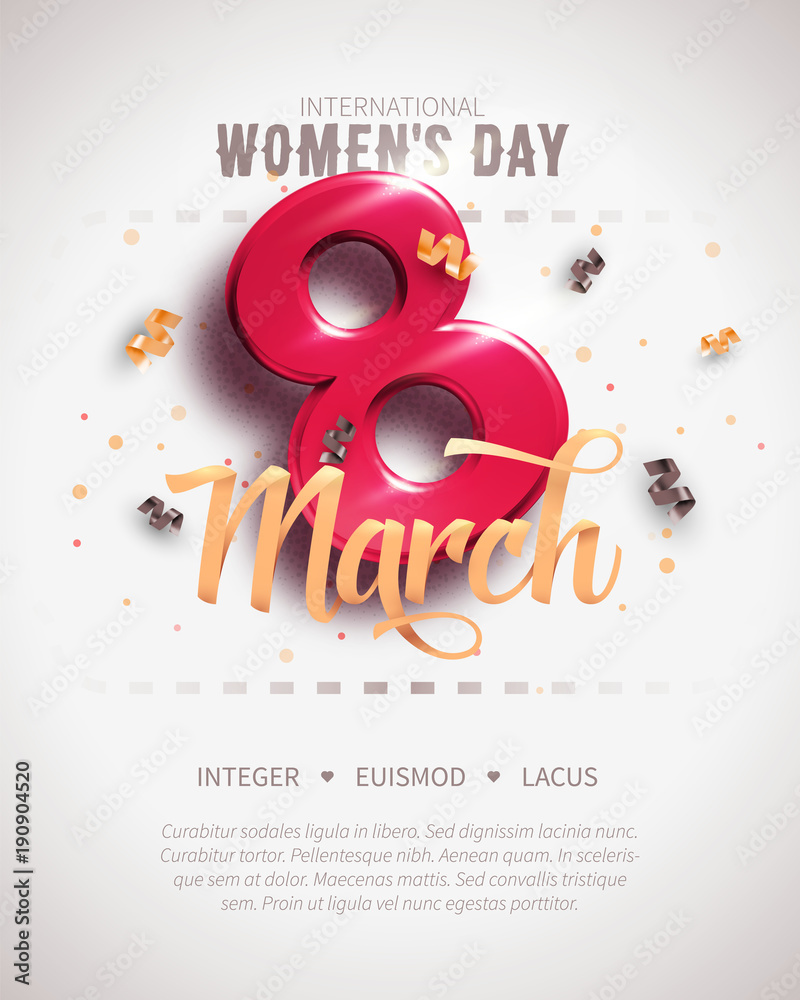 Wall mural 8 March. International Women's Day. Happy Mother's Day.