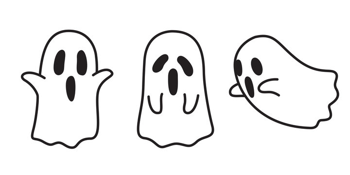 Ghost vector icon Halloween spooky cartoon illustration character doodle